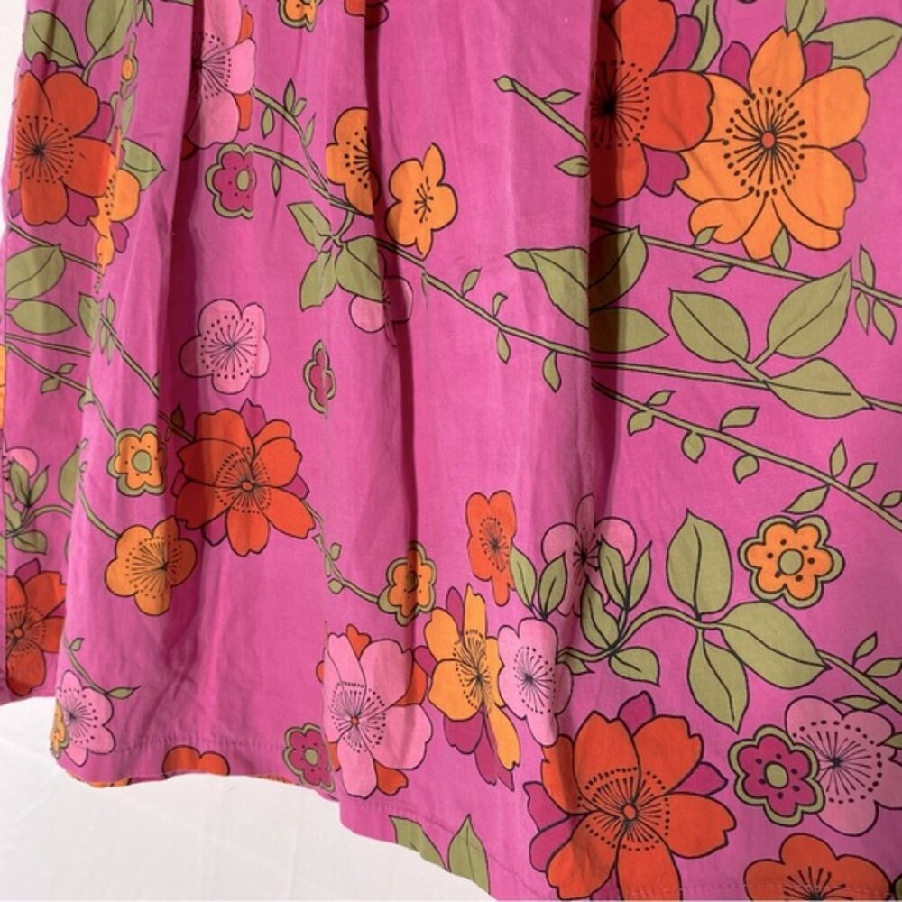 Vintage Y2K Smart Set Pink Orange Floral Pleated Front Skirt 10 - Picture 6 of 12